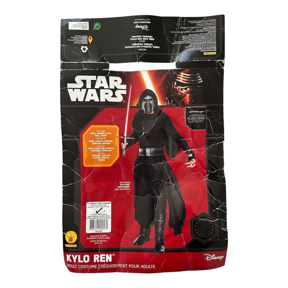 Star Wars Kylo Ren Adult Costume XL Rubie's Force Awakens Mask Hanger 810669